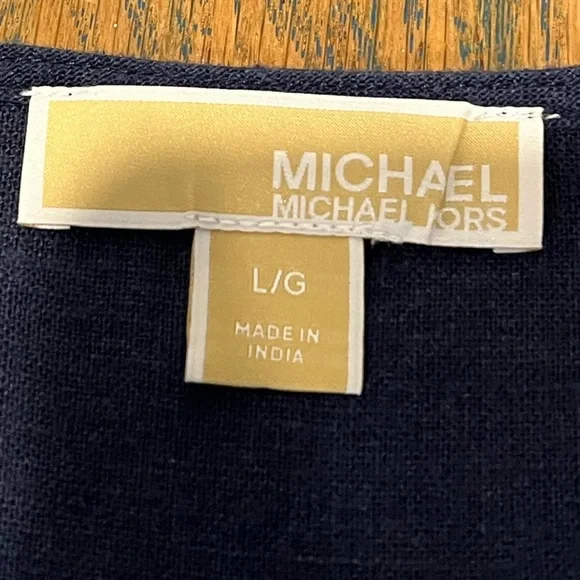 MICHAEL Michael Kors – Navy Linen Blend Top L - Picture 2 of 8
